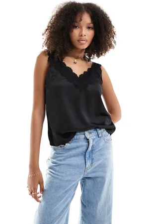 Y.A.S – Satin-Camisole in mit Spitzenborte