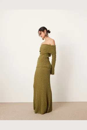 ASOS – Weiter Maxi-Strickrock in Grün, Kombiteil