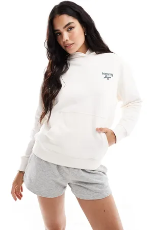Tommy Hilfiger – Oversize-Kapuzenpullover in gebrochenem mit Rückenprint