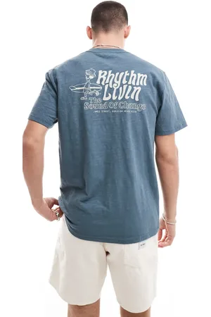 Rhythm – T-Shirt in meliertem mit „Livin“-Print