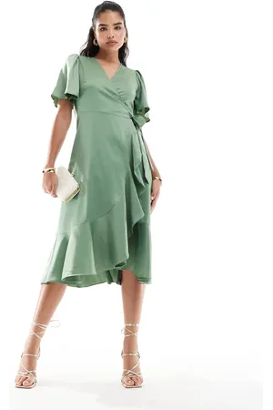 Y.A.S – Bridesmaid – Midi-Wickelkleid aus Satin in