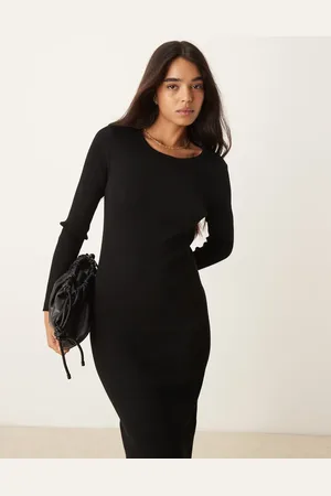 VILA – Langärmliges Midikleid aus Rippstrick in