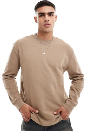 Cotton On Cotton On – Geripptes, langärmliges T-Shirt in Taupe mit lockerem Schnitt