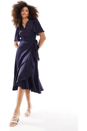 Y.A.S – Bridesmaid – Midi-Wickelkleid aus Satin in
