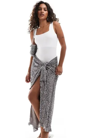 Never Fully Dressed Petite – Jaspre – Verzierter Midirock in Anthrazit