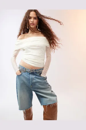 MANGO – Trägerloses Oberteil aus Spitze in mit Fold-over-Design