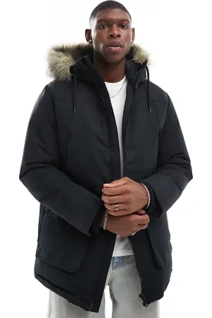 JACK & JONES – Parka in mit abnehmbarer Kapuze mit Kunstpelzbesatz