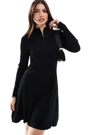 ONLY – Strukturiertes Midi-Strickkleid in mit kurzem Reißverschluss