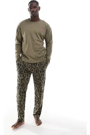 HUGO BOSS HUGO – Bodywear – Langärmliges Loungewear-Set in mit Tierfellmuster