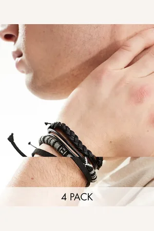 ASOS – -weiße Leder- und Stoffarmbänder im 4er-Pack