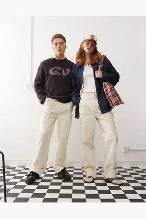 Reclaimed – Weite Unisex-Dad-Jeans im Western-Stil in Ecru