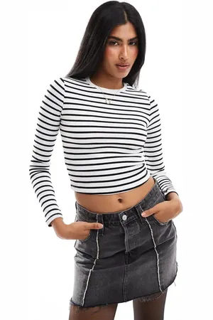 Pull&Bear – Langärmliges Shirt in und Weiß gestreift