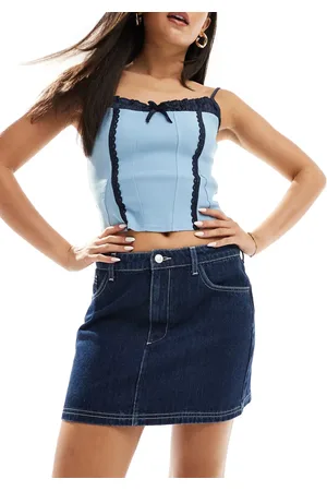 ASOS – Denim-Minirock in Indigoblau mit hoher Taille
