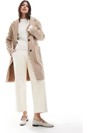 Pull&Bear – Eleganter Mantel in Ecru mit zwei Knöpfen