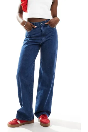 Abercrombie & Fitch – Locker geschnittene Jeans im Stil der 90er in gestreift mit hohem Bund
