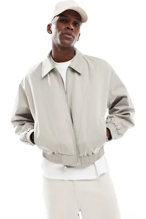 Pull&Bear – Kurz geschnittene Jacke aus Baumwolle in Sand