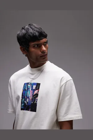 Topman – Oversize-T-Shirt in verwaschenem Stein mit „Tokyo“-Straßenprint