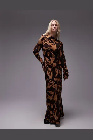 Topshop – Maxikleid mit U-Boot-Ausschnitt und Schildpattmuster