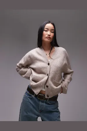 ARKET – Strickjacke aus Alpaka-Woll-Mix in Hellbeige mit V-Ausschnitt