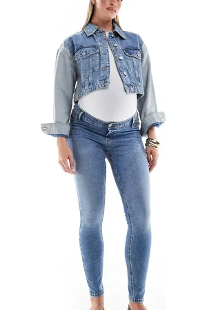 ASOS ASOS DESIGN Maternity – Ultimate – Skinny-Jeans in Mittelblau mit Überbauchbund