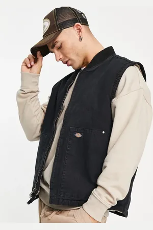 Dickies – Duck – Weste aus Leinen in schwarzer Stone-Waschung
