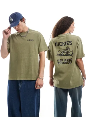 Dickies – T-Shirt in Khaki- mit Flugzeug-Grafikprint auf dem Rücken