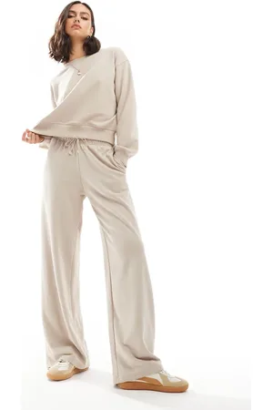 Stradivarius – Jogginghose in Beige mit weitem Schnitt, Kombiteil