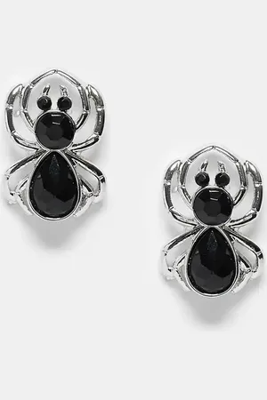 Reclaimed – Halloween – Unisex-Ohrstecker mit Spinnen-Design in Silberoptik