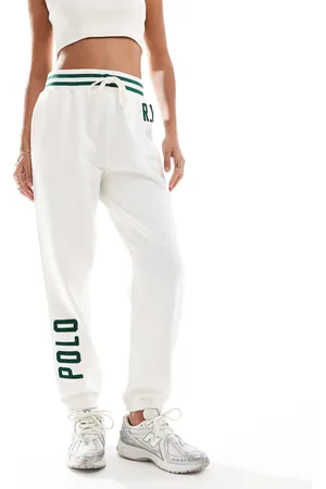 Ralph Lauren – Jogginghose in Cremeweiß mit College-Logo