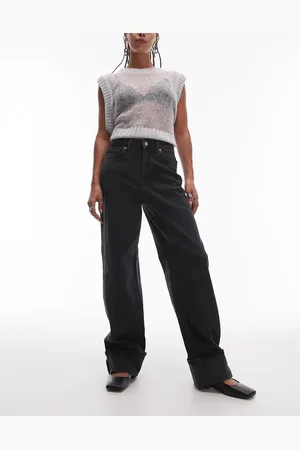 SELECTED Femme – Weite Jeans in schwarzer Waschung