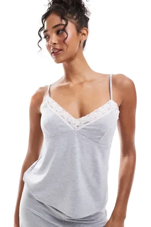 ASOS – Mix & Match – Superweiches Pyjama-Camisole in meliertem mit Spitzenborte