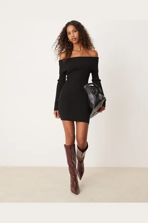 Glamorous – Schulterfreies Mini-Strickkleid in
