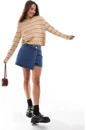 Threadbare – Jeansskort in mittelblauer Waschung