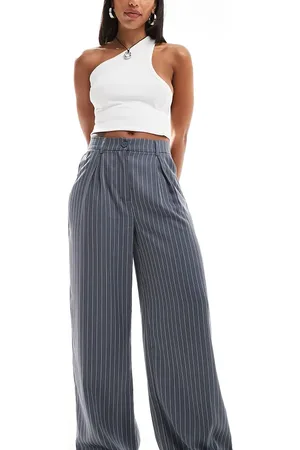 Reclaimed – Elegante Hose in Anthrazit mit Nadelstreifen und weitem Bein