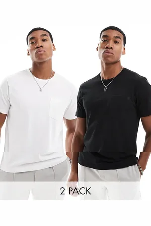 French Connection French Connection – 2er-Pack klassische T-Shirts in Schwarz und Weiß mit Tasche