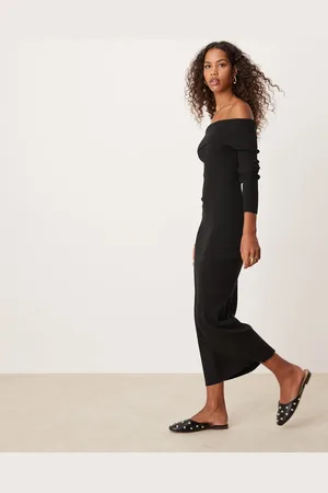 Glamorous – Schulterfreies Maxi-Strickkleid in