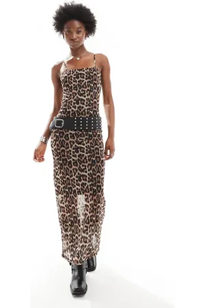 Noisy May – Maxikleid aus Netzstoff mit Leopardenmuster