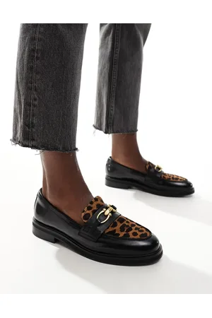 Aldo – Bissom – Leder-Loafer in Schwarz und mit Leopardenmuster