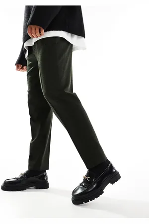 ASOS – Elegante, schmal zulaufende Hose in Dunkelgrün aus Wollmix