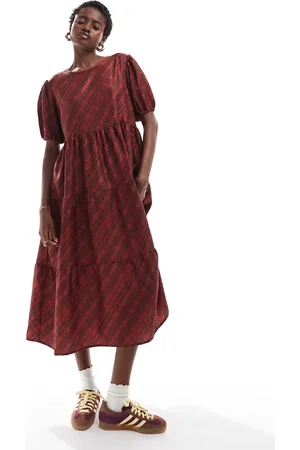 Daisy Street – Maxi-Hängerkleid in Rot kariert