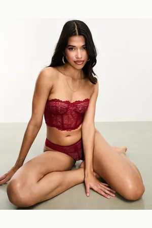 ASOS – Sienna – Korsett aus Spitze in Burgunderrot mit Bügel