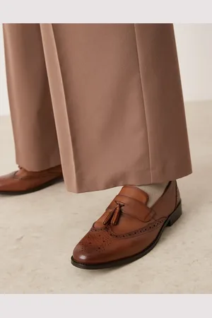 ASOS – Loafer im Budapester-Stil aus hellbraunem Leder mit Quasten