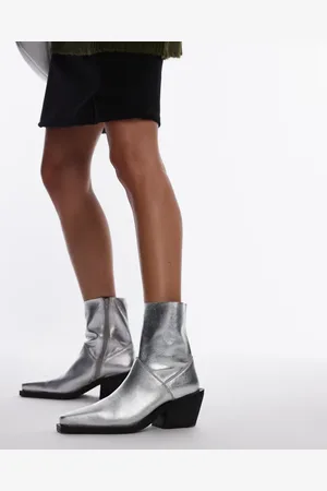 Topshop – Maddy – Cowboystiefel aus Leder in