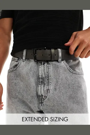 ASOS – Kunstleder-Gürtel in gewaschenem Grau mit schwarzer Schnalle