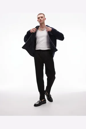 Topman – Premium – Schmal zulaufende Smoking-Anzughose aus Wollmix in mit elastischem Bund