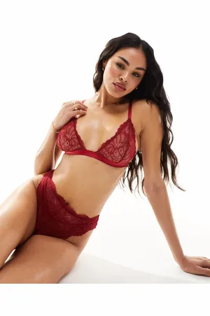 ASOS – Sienna – Klassischer Triangel-BH aus Spitze in Burgunderrot