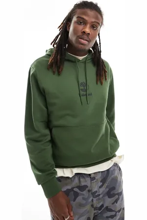 Timberland – Kapuzenpullover in Dunkelgrün mit kleinem Logo
