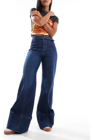 Free People – Ryla – A-Linien-Jeans in Dreamscape Blue mit hoher Taille