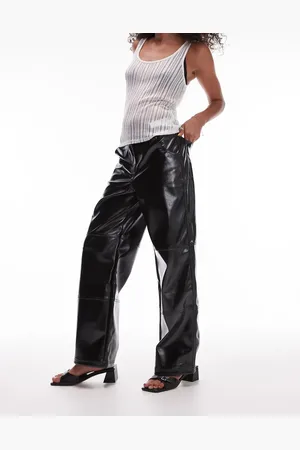Topshop – Gerade geschnittene Hose aus Kunstleder in