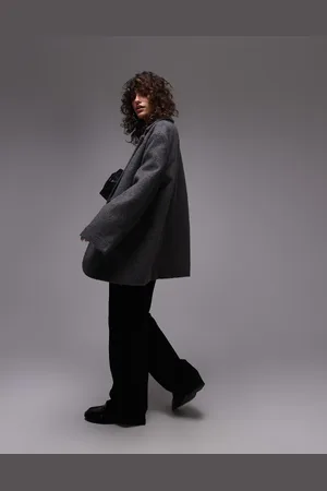 Topshop – Angerauter Blazer-Mantel in Wolloptik in